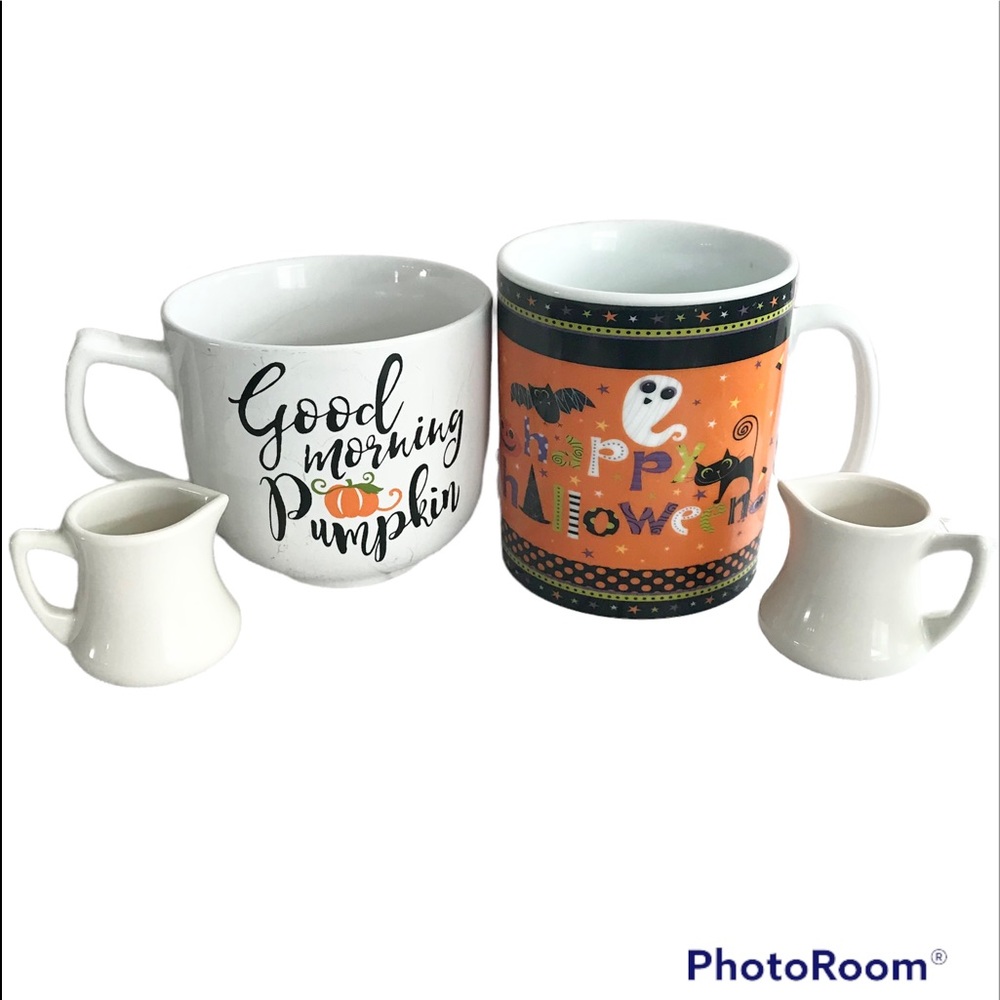 Oversized Brother Sister and Stoneware Coffee Mugs with Mini Servers